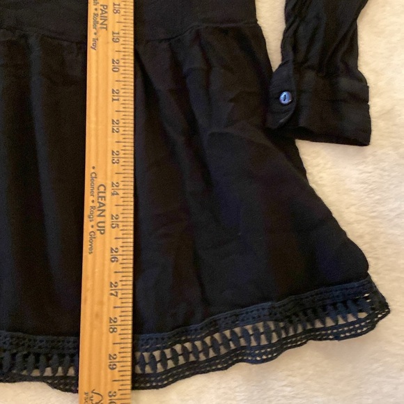 Athena Women’s Sheer Black V Neck Tunic size Medium Embroidered Swim Coverup - Picture 6 of 10